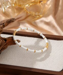 41066 - pulsera acero esmaltada blanco
