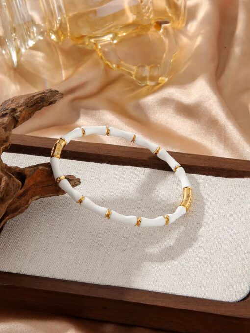 41066 - pulsera acero esmaltada blanco