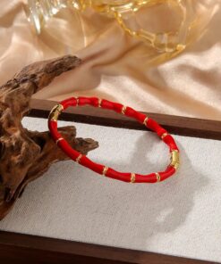 41066 - pulsera acero esmaltada rojo
