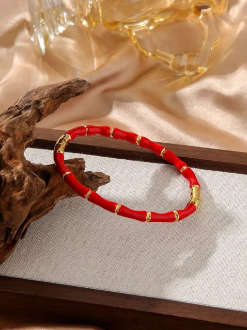 41066 - pulsera acero esmaltada rojo