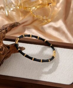 41066 - pulsera acero esmaltada negro
