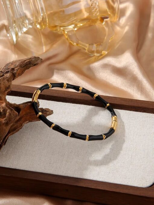 41066 - pulsera acero esmaltada negro