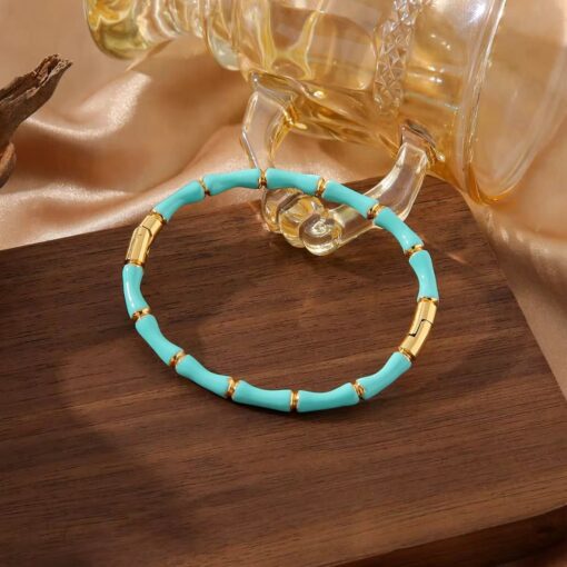 41066 - pulsera acero esmaltada turquesa