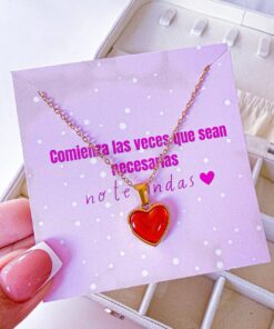 21067 - Collar armado acero corazon Naranja