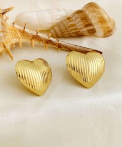 80018 - Zarcillos corazon acero con rayas