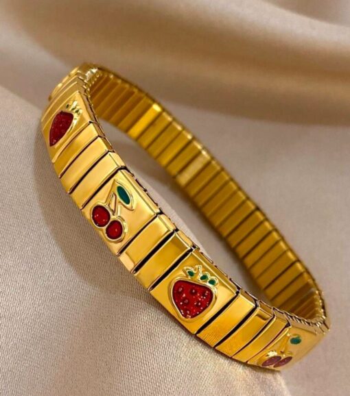 41068 - Pulsera dorada Acero multi fruta - Imagen 2