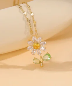 21008 - Collar plateado flor acero