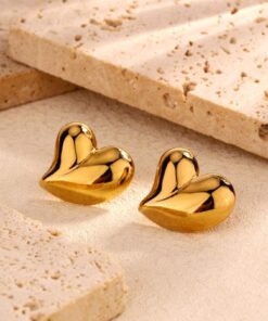 80078 - Zarcillos Grande corazon dorado acero
