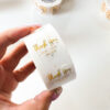 92001-7 Rollo sticker Thank You for your order blanco con letras doradas