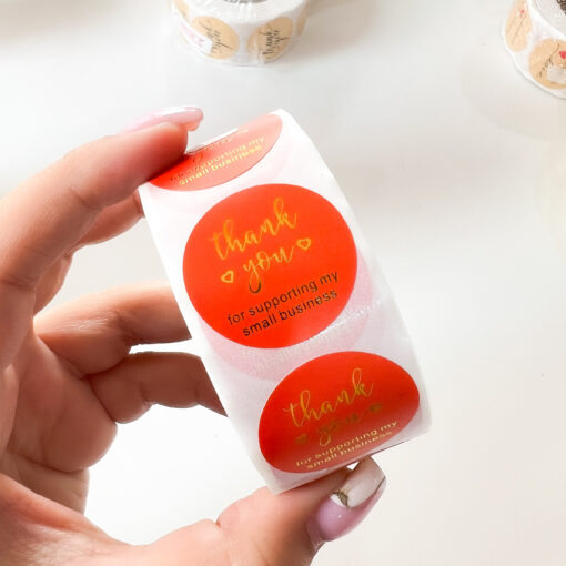 92001-12 Rollo sticker Thank You supporting Naranja