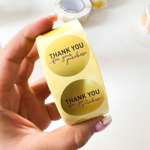 92001-19 Rollo sticker Thank You dorado for your purchase