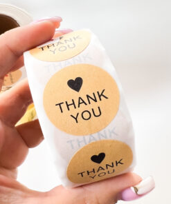 92001-17 Rollo sticker Thank You marron corazon negro