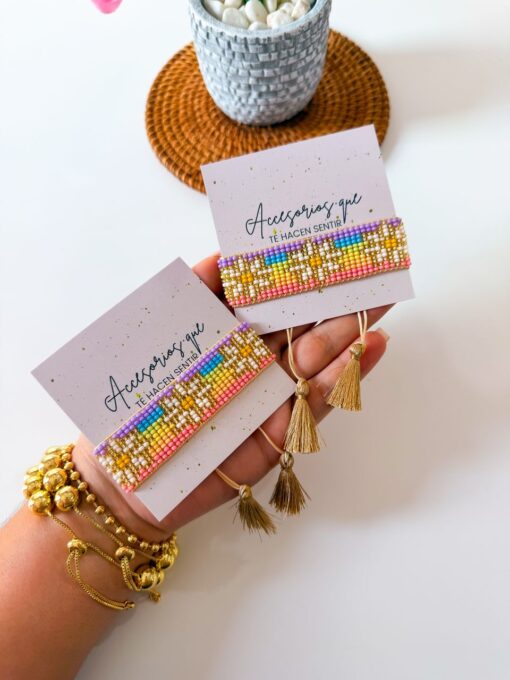 41092 - Pulsera  mostacilla flores