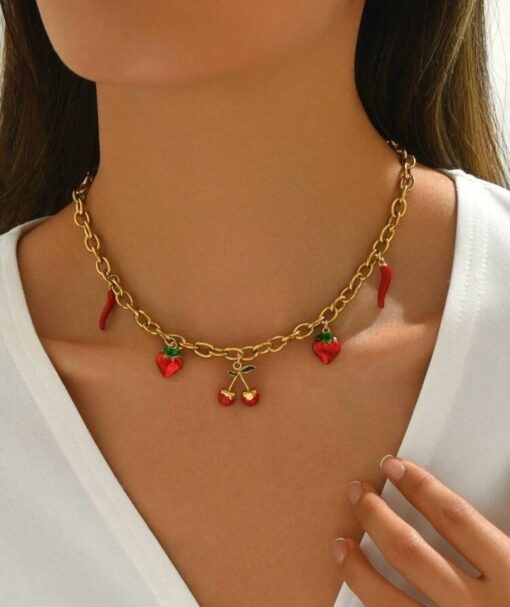 21015 - Collar multi dije cereza, fresa y aji - Imagen 3