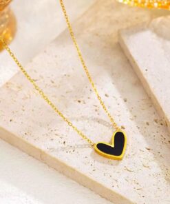 21019 - Set Zarcillos y collar corazon negro