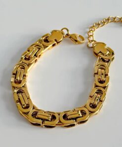 41096 - Pulsera acero gruesa uniones dorada