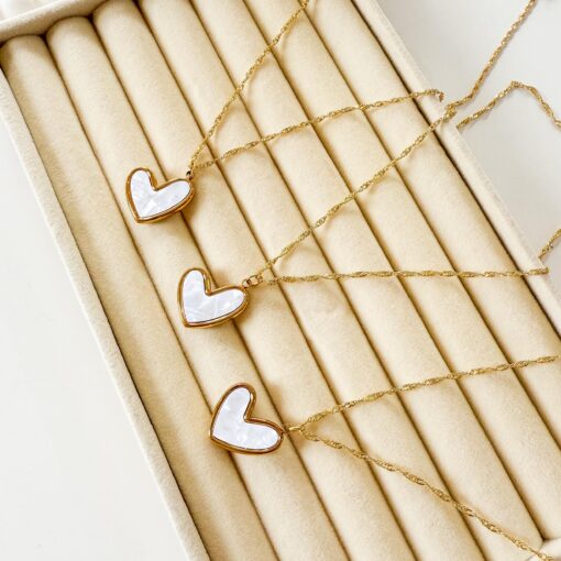 21088 - Collar dorado corazon nacar - Imagen 2