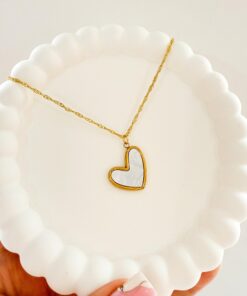 21088 - Collar dorado corazon nacar