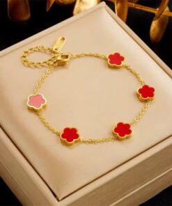 41004-1 Pulsera Roja Verde Acero Van cleef