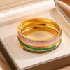 41100 - Pulsera Morado acero con cristales