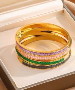 41100 - Pulsera Morado acero con cristales