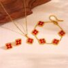 21048-3 Set Rojo bisuteria trebol