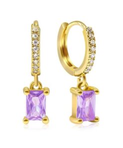 80137-1 Zarcillos morado candonga con cristal