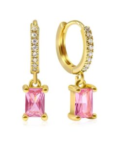 80137-3 Zarcillos rosado candonga con cristal