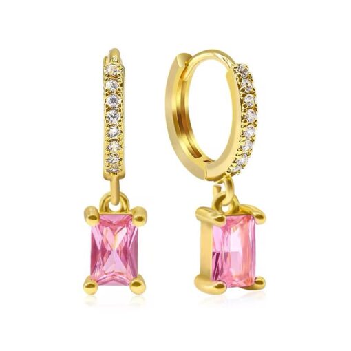 80137-3 Zarcillos rosado candonga con cristal
