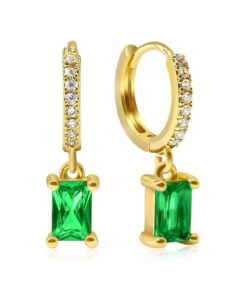80137-2 Zarcillos verde candonga con cristal