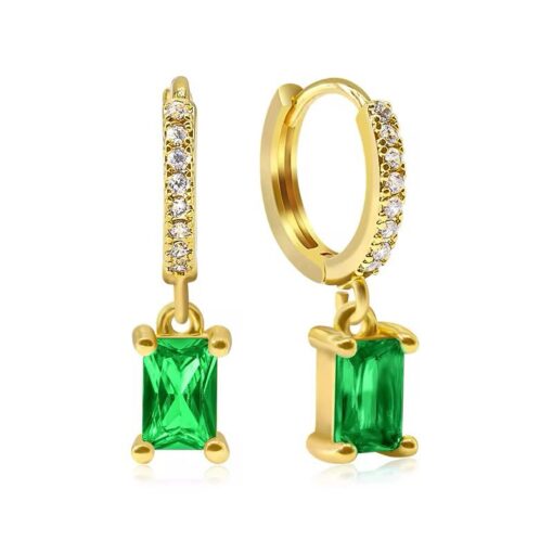 80137-2 Zarcillos verde candonga con cristal