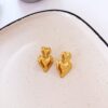 80144 - Zarcillos doble corazon acero