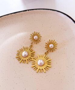80158 - zarcillos doble sol con perla