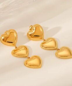 80173 - Zarcillos triple corazon acero