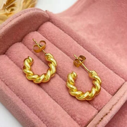 80174 - Zarcillos entrelazado acero dorado