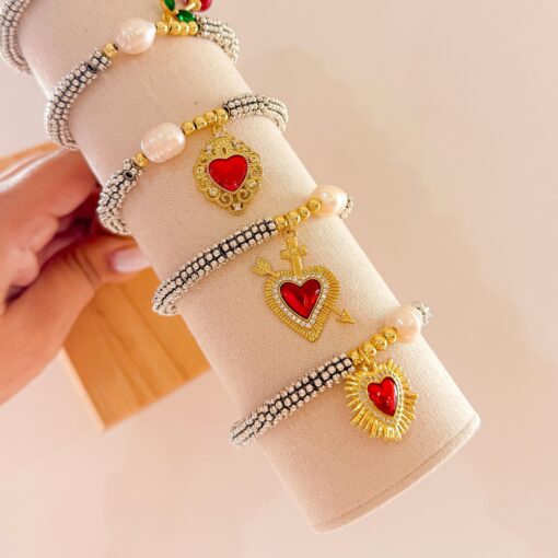 41108 - Pulsera armada corazon con perla