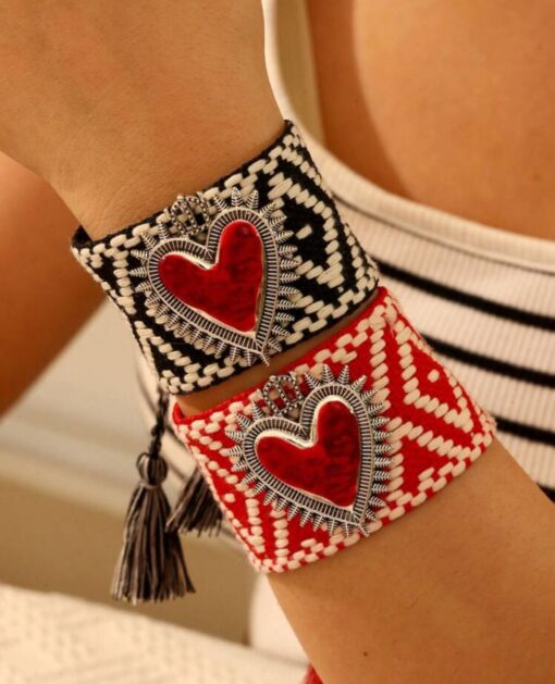 41113 - Pulsera tela grande con corazon - Imagen 2