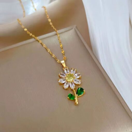 21008 - Collar plateado flor acero - Imagen 2