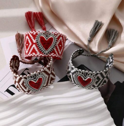 41113 - Pulsera tela grande con corazon - Imagen 3