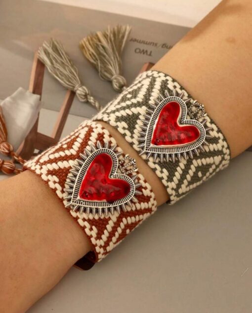 41113 - Pulsera tela grande con corazon - Imagen 4