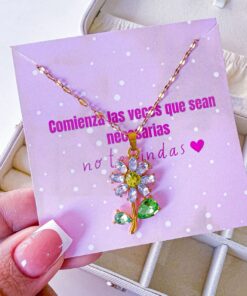 21008 - Collar dorado flor acero