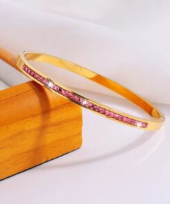 41051-4 Pulsera Fucsia Acero con cristales