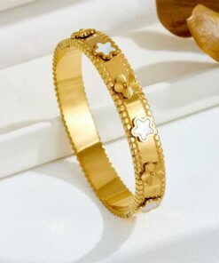 41045 - Pulsera Blanco Acero con treboles