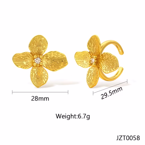 30002-8 Anillos Rodio flor 4 petalos