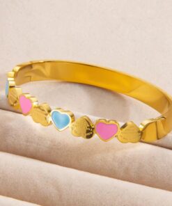 41059 - Pulsera Acero corazones esmaltados