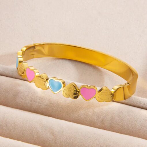 41059 - Pulsera Acero corazones esmaltados