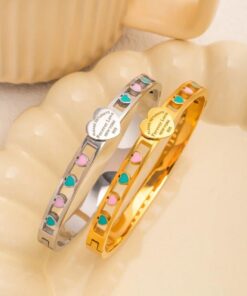 41067 - Pulsera Acero con corazones esmaltados