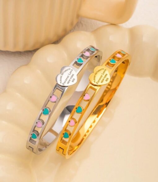 41067 - Pulsera Acero con corazones esmaltados