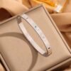 41118-1 Pulsera Plateada acero ojos turcos incrustados