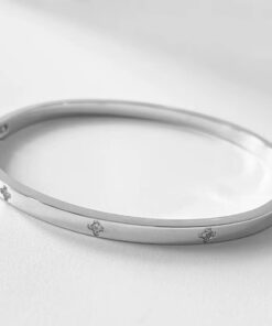 41119 - Pulsera Plateado acero flor incrustado